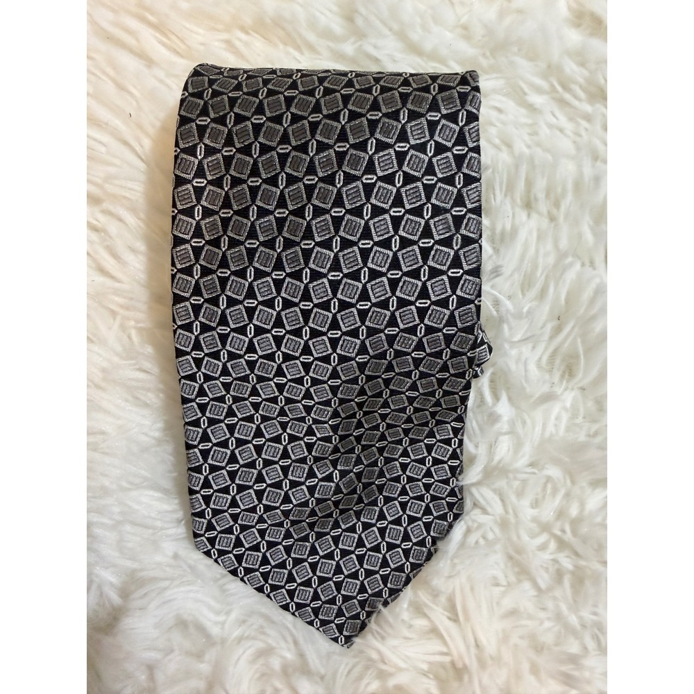 Lauren Ralph Lauren Tie Black Mens Geometric Silk Formal Business Professional